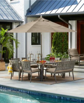 Agio Wayland Outdoor Aluminum 8-Pc. Dining Set (64" Square Dining Table, 6 Dining Chairs & 1 Bench), Created for Macy's