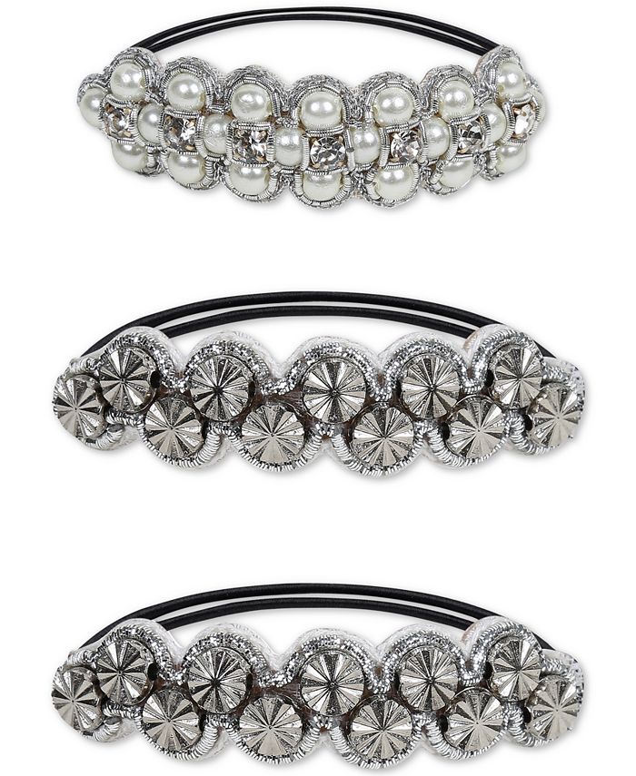 Deepa 3Pc. Set Imitation Pearl & Rhinestone Hair Ties Macy's