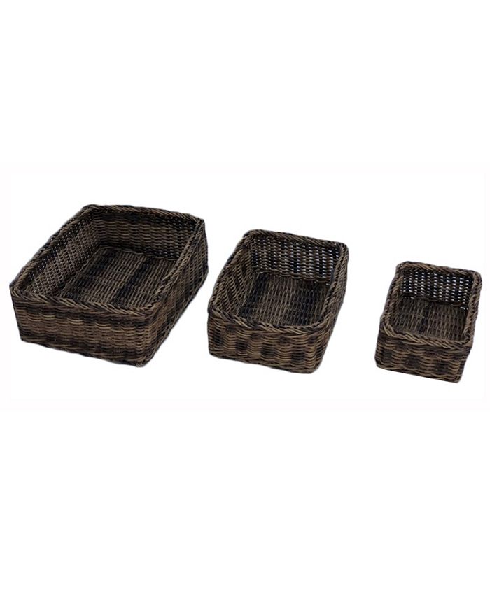 ESSEX MANUFACTURING INC/BAUM Set of 3 Faux Wicker Rectangular Storage