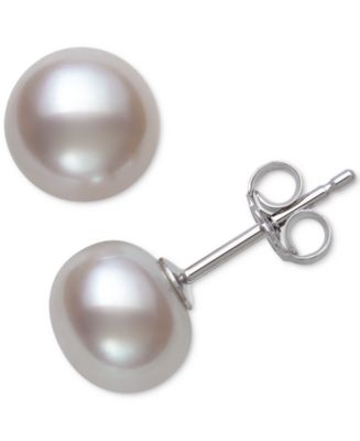 Belle de Mer Cultured Freshwater Pearl (7mm) Stud Earrings in Sterling ...