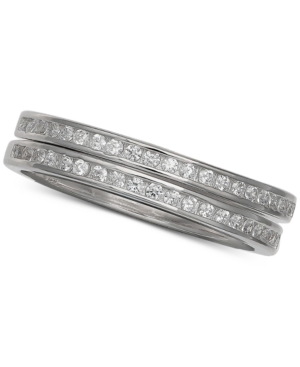 image of Giani Bernini 2-Pc. Set Cubic Zirconia Bands in Sterling Silver, Created for Macy-s