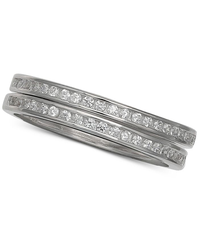 Giani Bernini Cubic Zirconia Baguette Cross Stud Earrings in Sterling  Silver, Created for Macy's