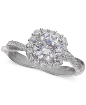image of Giani Bernini Cubic Zirconia Halo Ring in Sterling Silver, Created for Macy-s