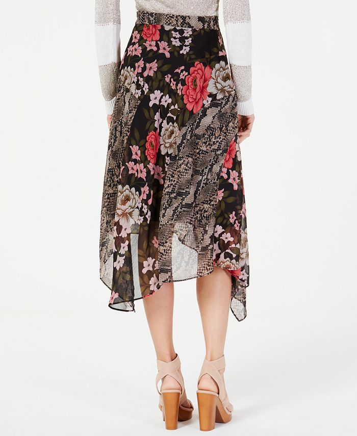 INC International Concepts I.N.C. Petite Mixed-Print Floral Midi Skirt ...