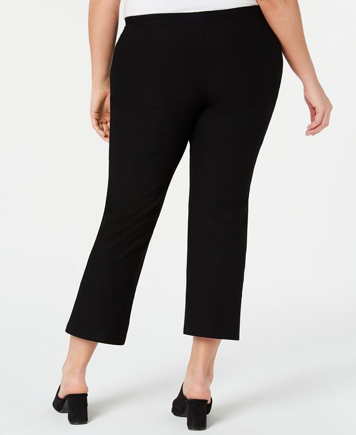 Eileen Fisher Plus Size Flared Washable Crepe Ankle Pants - Macy's