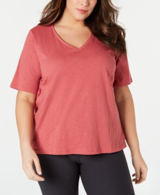 Eileen Fisher - Plus Size Organic Cotton V-Neck T-Shirt