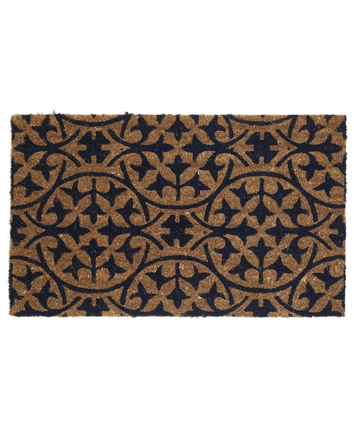 Fab Habitat Doormat Blue Tile Size 18" x 30", Extra Thick Handwoven