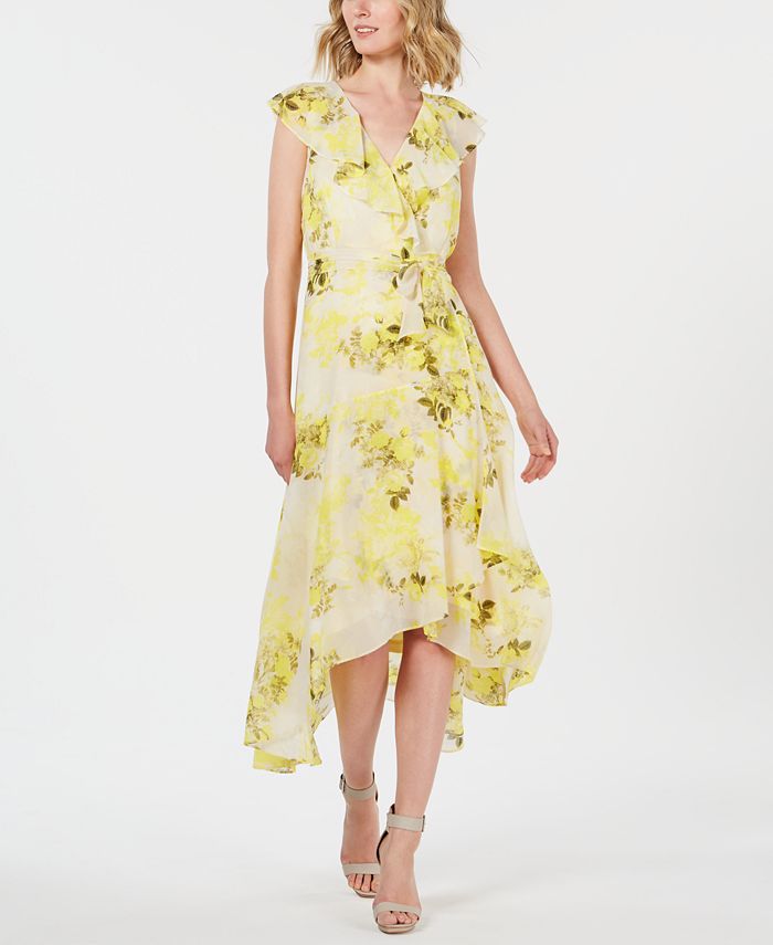 Descubrir 47+ imagen calvin klein yellow floral dress