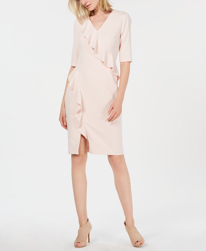 Calvin Klein Asymmetrical Ruffle Sheath Dress - Macy's