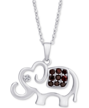 image of Rhodolite Garnet (1/3 ct. t.w.) & White Zircon Elephant 18