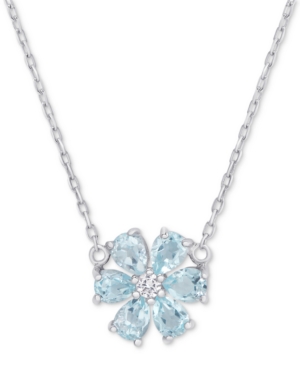 image of Blue Topaz (1-1/5 ct. t.w.) & White Topaz Accent Flower 18