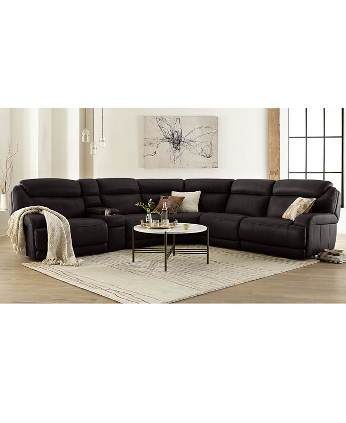 Furniture CLOSEOUT! Daventry Leather Sectional Sofa Collection with Power Recliners, Power
