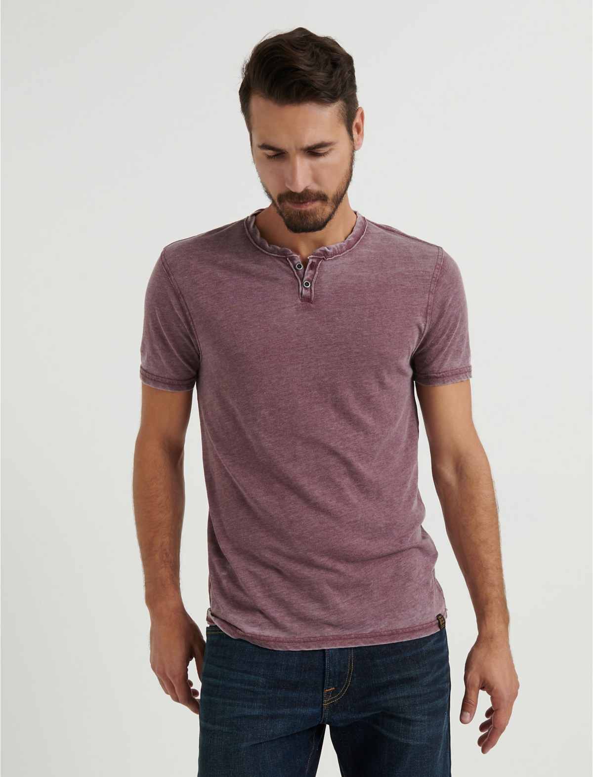 Lucky Brand Men's Venice Burnout Notch Short Sleeves T-shirt
