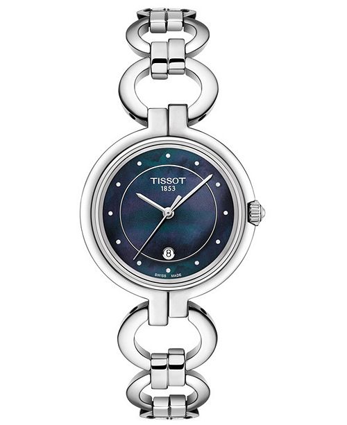 Tissot Women S Swiss T Lady Flamingo Diamond Accent Stainless Steel Chain Bracelet Watch 30mm Reviews All Fine Jewelry Jewelry Watches Macy S