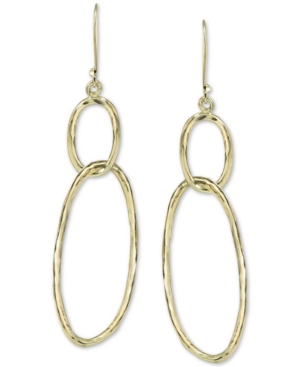 image of Aregento Vivo Double Ring Drop Earrings in Gold-Plated Sterling Silver