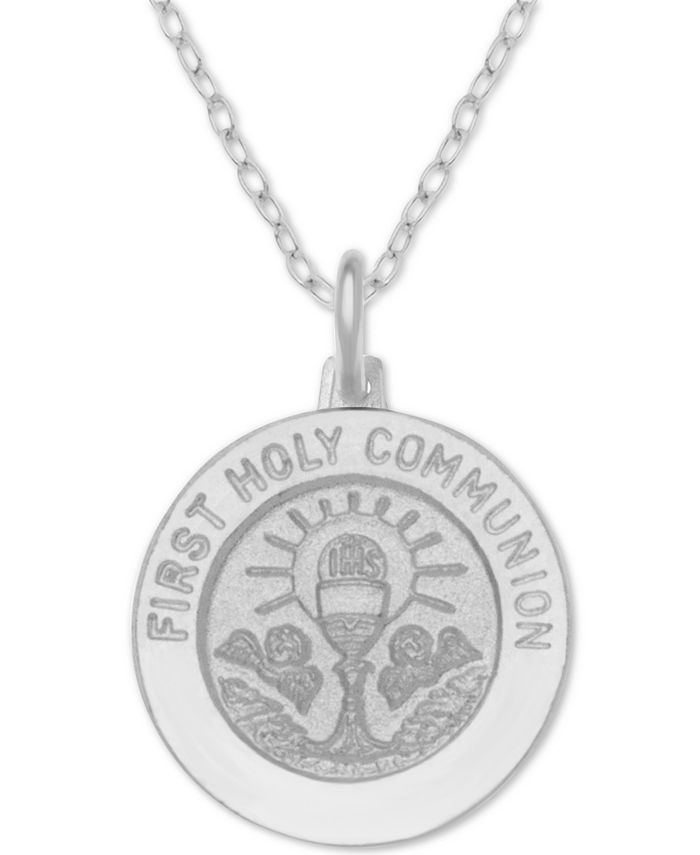 Giani Bernini - First Communion Medallion 18" Pendant Necklace in Sterling Silver