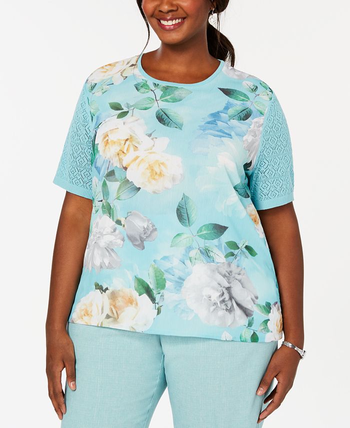 Alfred Dunner Plus Size Versailles Mixed Media Floral Print