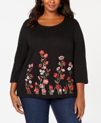Karen Scott - Plus Size Embroidered Top