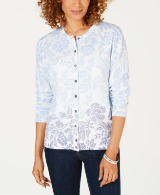 Karen Scott - Floral-Print Cardigan