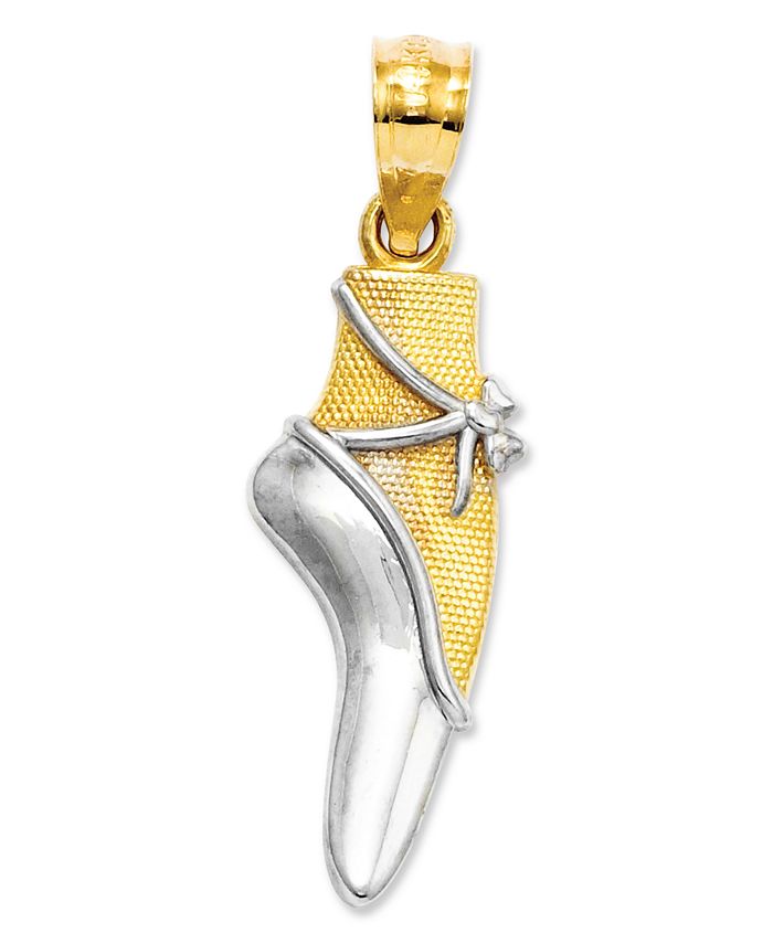 Macy's 14k Gold and Sterling Silver Charm, Ballet Shoe Charm Macy's