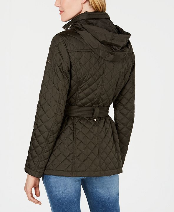 Michael Kors Belted Hooded Quilted Jacket & Reviews - Coats - Women ...