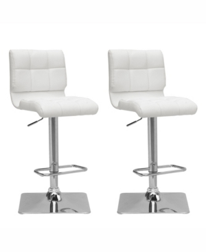 Corliving Adjustable Curved Back Barstool in Bonded Leather Set of 2