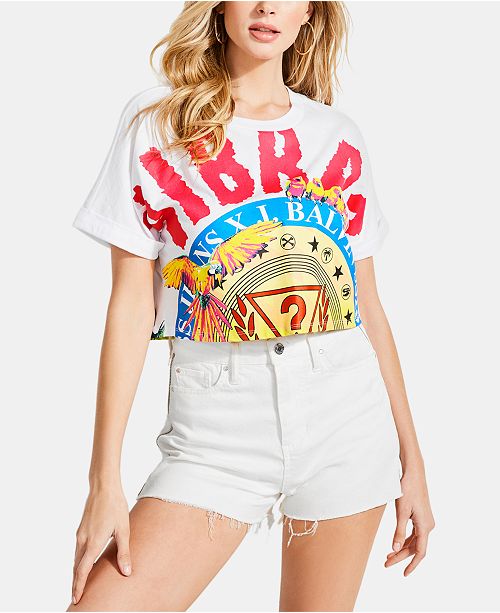 Guess X J Balvin Vibras Cotton Graphic Cropped T Shirt Reviews