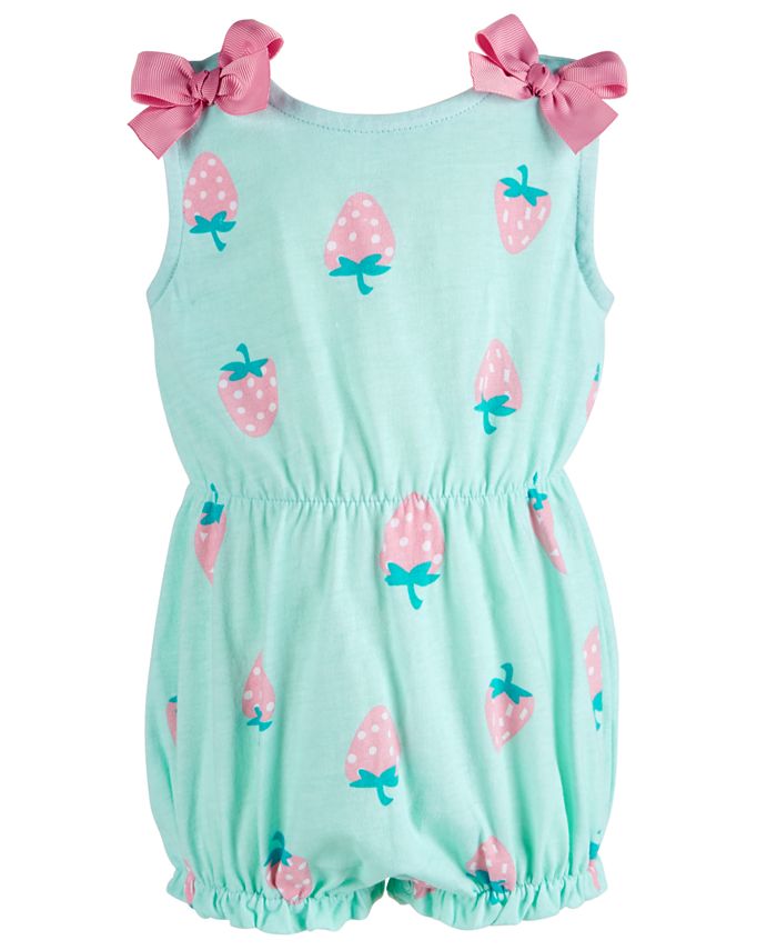 First Impressions Baby Girls StrawberryPrint Cotton Romper, Created