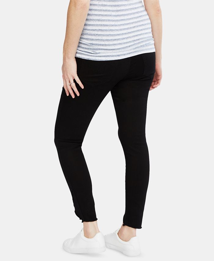 Indigo Blue Straight Leg Paneled Maternity Jeans, Blue, Large