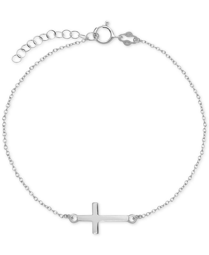 Giani Bernini East West Cross Ankle Bracelet in Sterling Silver - Macy's