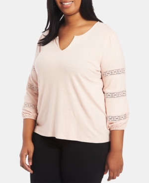 1.STATE TRENDY PLUS SIZE LACE-INSET TOP