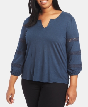 1.STATE TRENDY PLUS SIZE LACE-INSET TOP