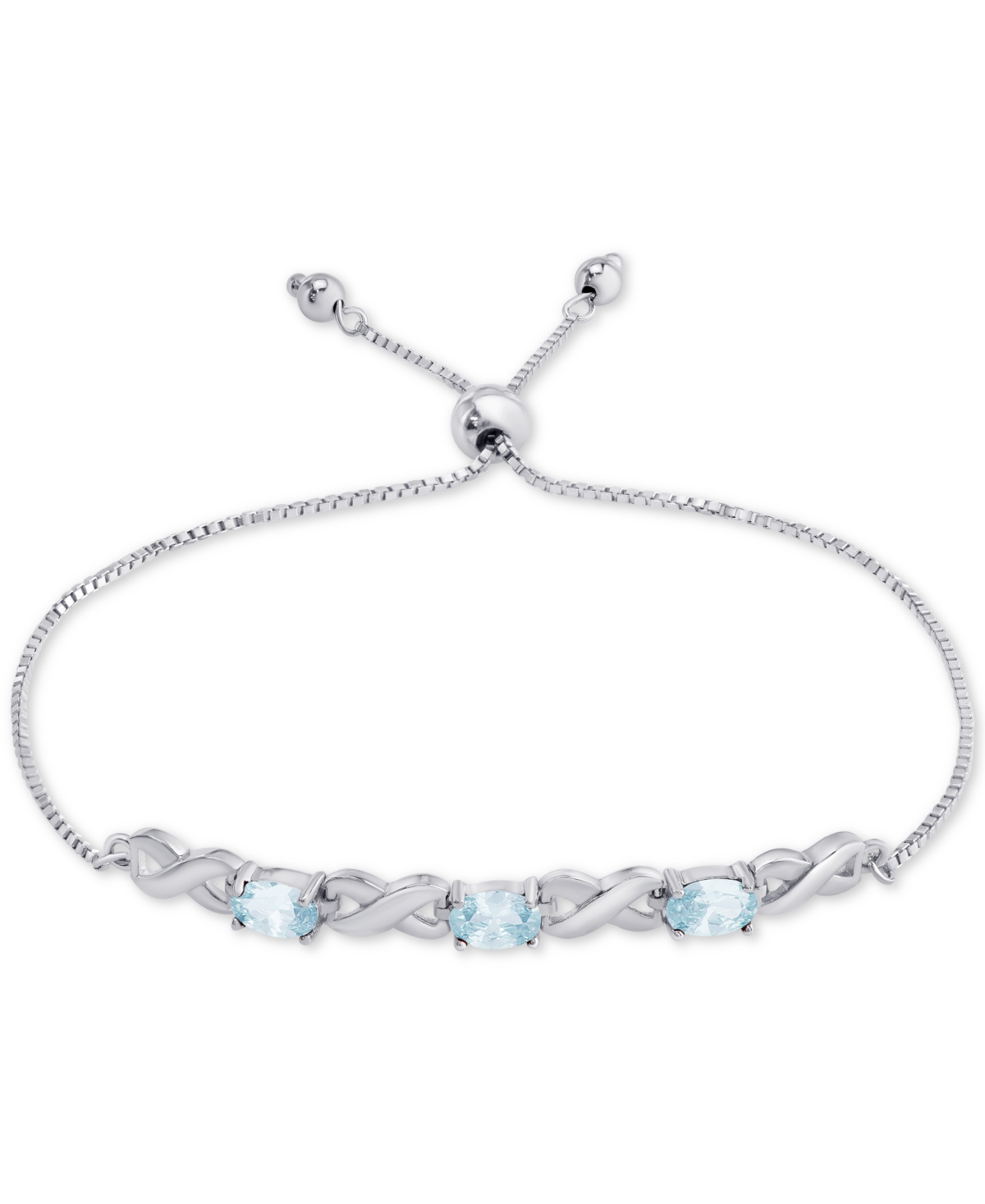 Amethyst Bolo Bracelet (1-3/4 ct. t.w.) in Sterling Silver (Also  Sapphire & Simulated Opal) - Blue Topaz