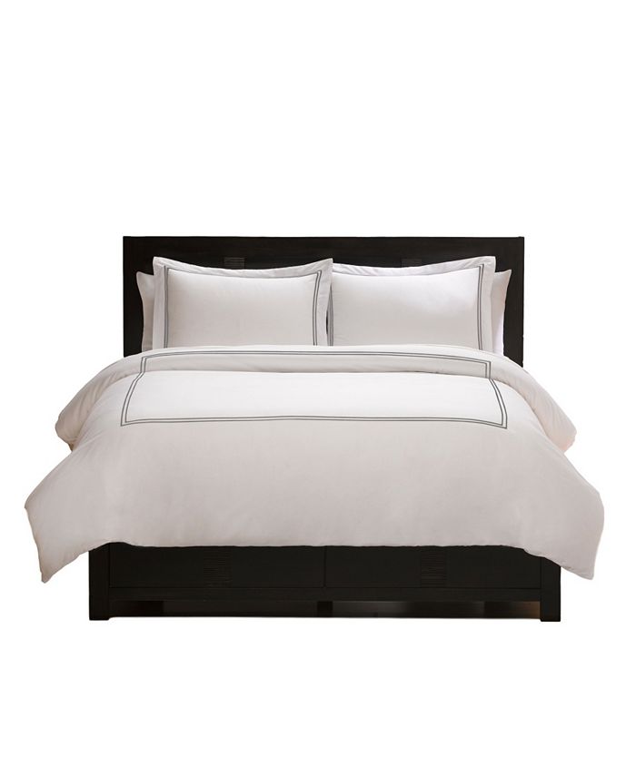 Ella Jayne 100 Cotton Percale 3 Piece Duvet Set with Satin Stitching