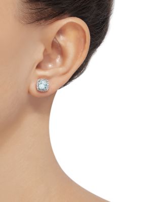 Macy's Aquamarine (1-3/4 Ct. T.w.) & Diamond (1/8 Ct. T.w.) Earrings In ...