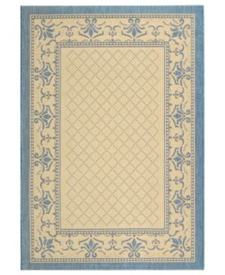 Courtyard CY0901 Natural and Blue 5'3" x 7'7" Outdoor Area Rug