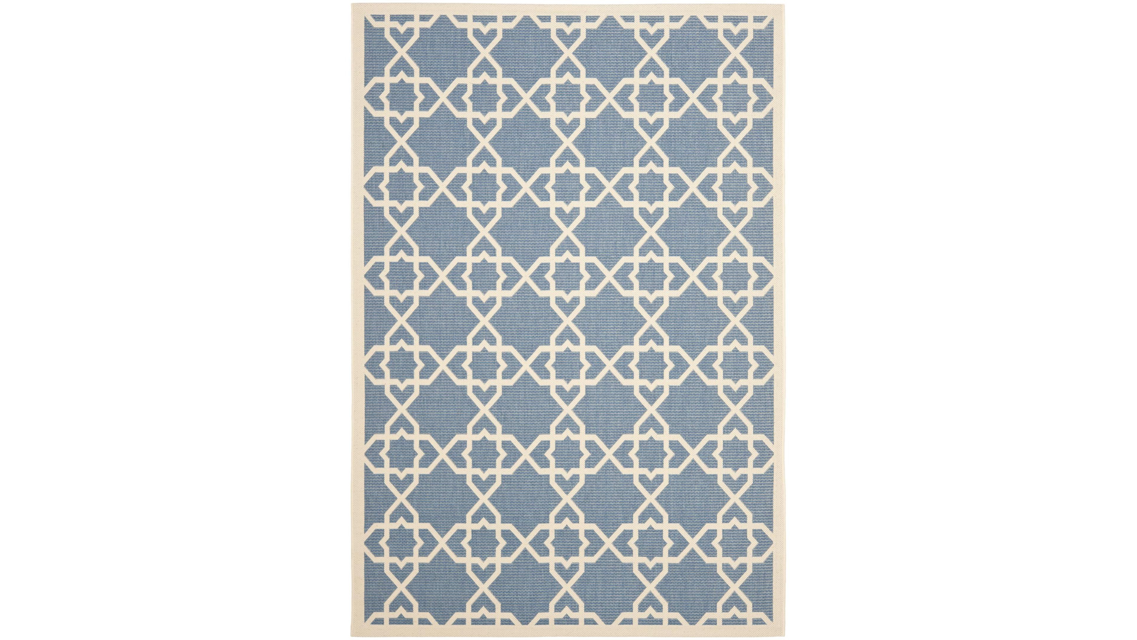 Safavieh Courtyard CY6032 Blue and Beige 8' x 11' Sisal Weave Outdoor Area Rug