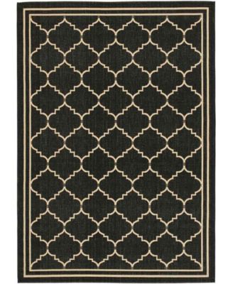 Courtyard CY6889 Black and Creme 8' x 11' Sisal Weave Outdoor Area Rug