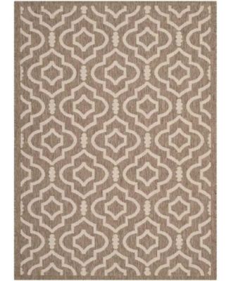 Courtyard CY6926 Brown and Bone 5'3" x 7'7" Sisal Weave Outdoor Area Rug