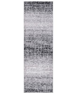 Adirondack 116 Silver and Black 2'6" x 12' Runner Area Rug