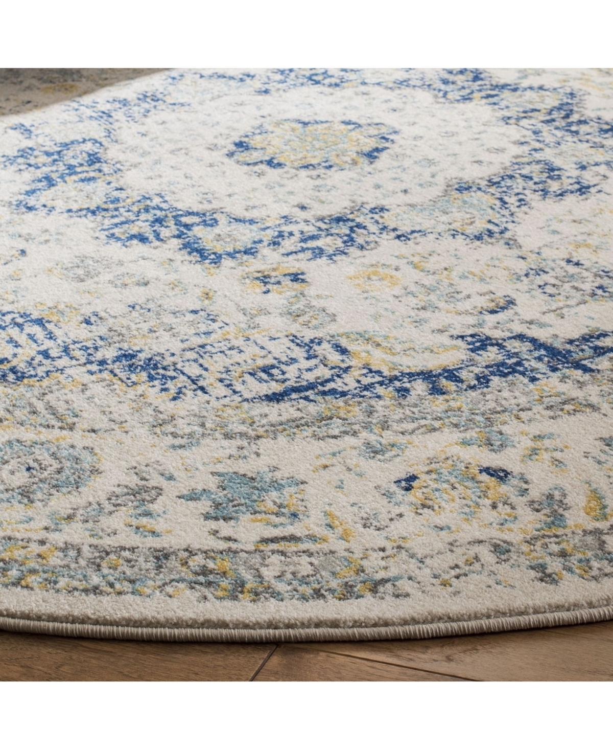Safavieh Evoke Ivory and Blue 9' x 9' Round Area Rug - Ivory