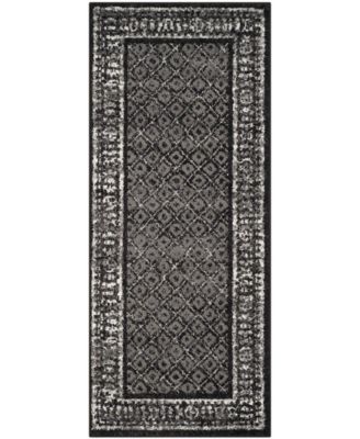 Adirondack Black and Silver 2'6" x 20' Runner Area Rug
