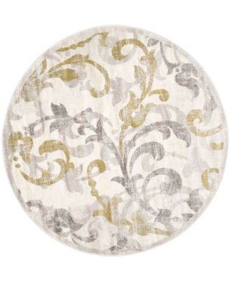 Amherst Ivory and Light Gray 5' x 5' Round Outdoor Area Rug
