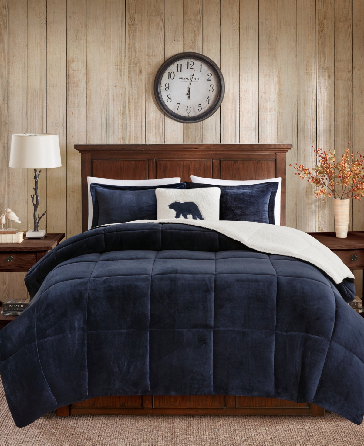 Macy's Alton 4-pc. Comforter Set, Full/queen In Navy,ivory