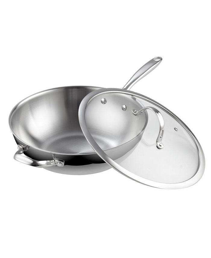 Cooks Standard 12" MultiPly Clad Stainless Steel Wok Stir Fry Pan with