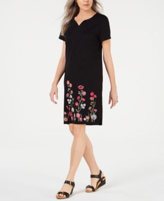 Karen Scott Petite Embroidered Dress, Created for Macy's - Macy's