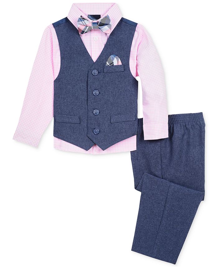 Michealboy 5PC Toddler Baby Boy Gentleman Suit with Bowtie Fake Vest Pants Shirt Wedding Sets