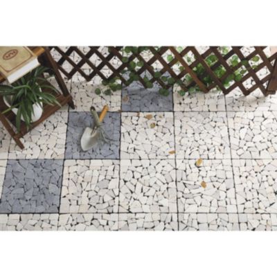 Courtyard Casual Natural Tavertine Stone Deck Tile, 6 Piece Set