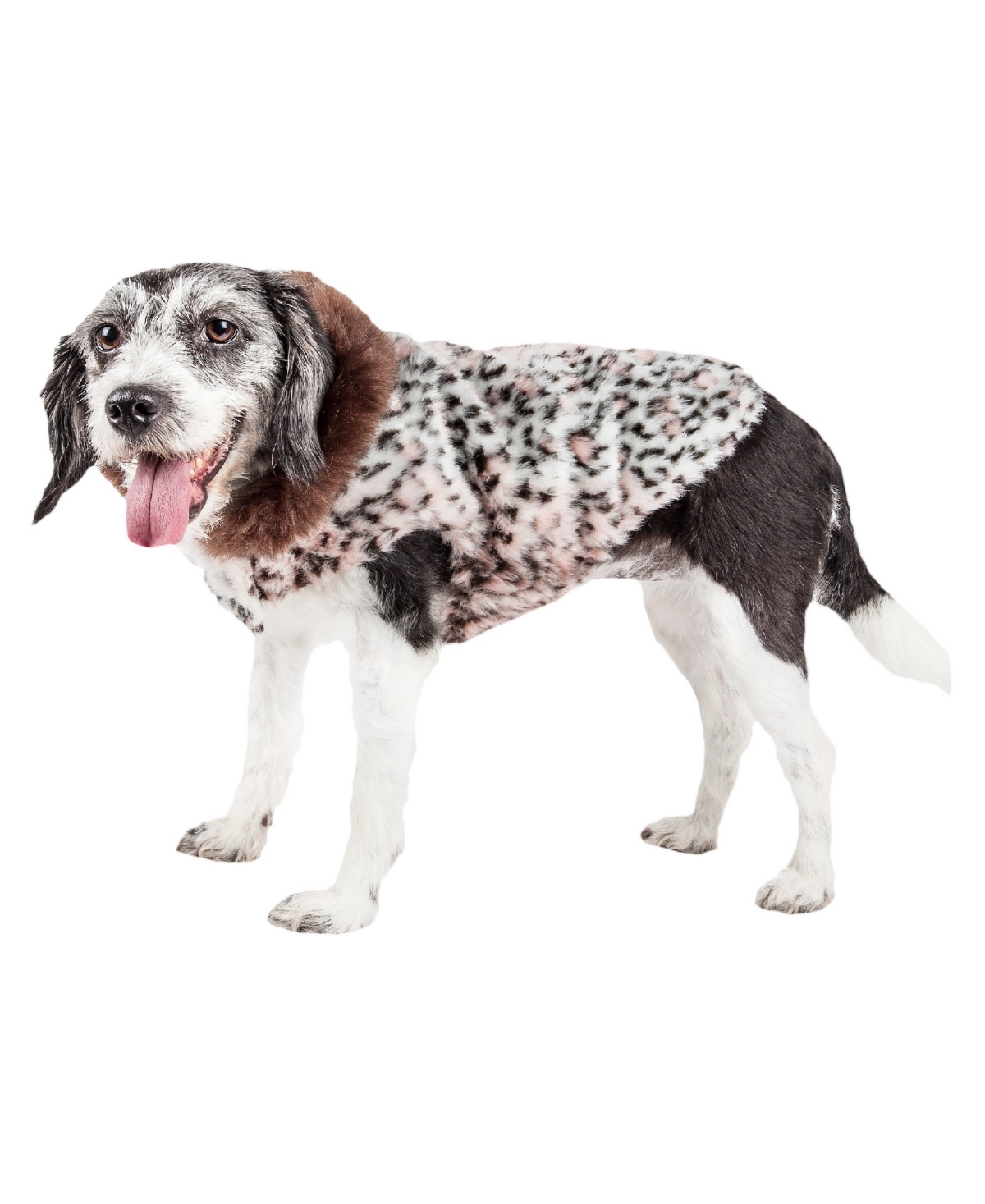 Luxe 'Furracious' Cheetah Patterned Faux Fur Dog Coat Jacket - Pink