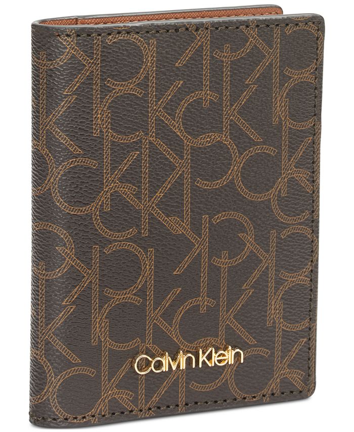 Calvin Klein Signature Leather Passport Cover - Macy's